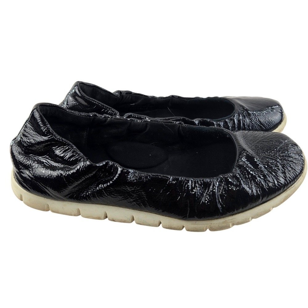 SAS Radiant Black Patent‎ Leather Ballet Flats Womens 7.5 M Slip On Made in USA